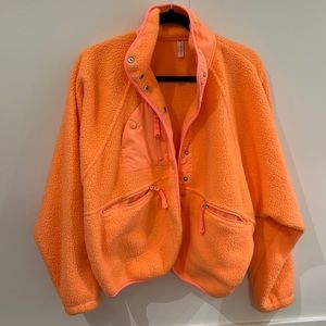 Free People Orange Fleece Jacket